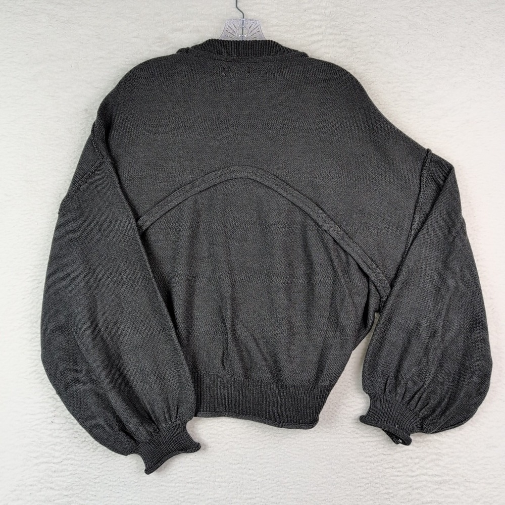 POL Anthropologie Oversized Slouchy Pocket Sweater Black Raw Rolling Edge Medium - Picture 6 of 11